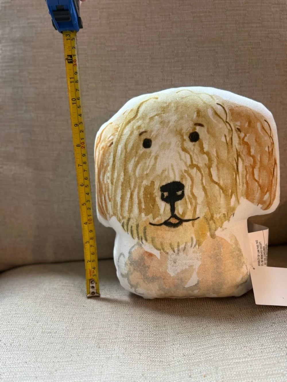 NWT Doodle Dog Face Decorative Pillow - Cream & Tan